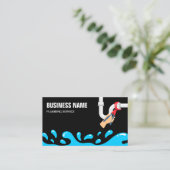 Handyman Plumbing Water Pipe Black Plumber Visitekaartje (Staand voorkant)
