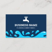 Handyman Plumbing Water Tap Navy Blue Plumber Visitekaartje (Voorkant)