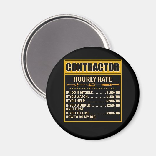 Handyman Price Chart Contractor Hourly Rate Labor Magneet (Voorkant / Achterkant)