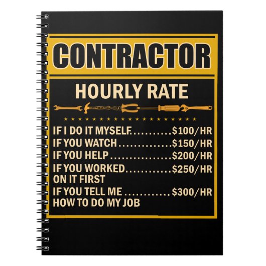Handyman Price Chart Contractor Hourly Rate Labor Notitieboek (Voorkant)