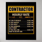 Handyman Price Chart Contractor Hourly Rate Labor Poster (Voorkant)
