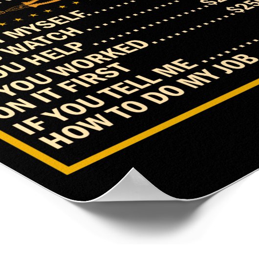 Handyman Price Chart Contractor Hourly Rate Labor Poster (Hoek)