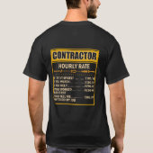Handyman Price Chart Contractor Hourly Rate Labor T-shirt (Achterkant)