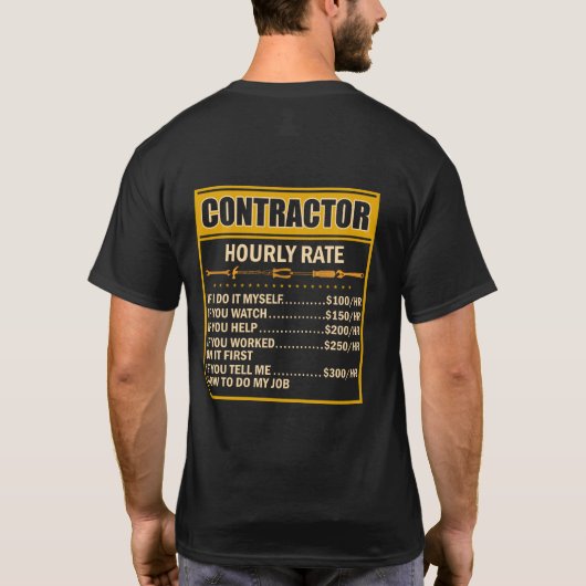 Handyman Price Chart Contractor Hourly Rate Labor T-shirt (Achterkant)