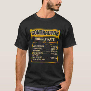 Handyman Price Chart Contractor Hourly Rate Labor T-shirt