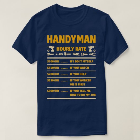 Handyman Price Chart T-shirt (Design voorkant)