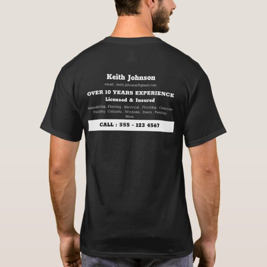 Handyman Professional Custom Monogram Logo Service T-shirt (Achterkant)