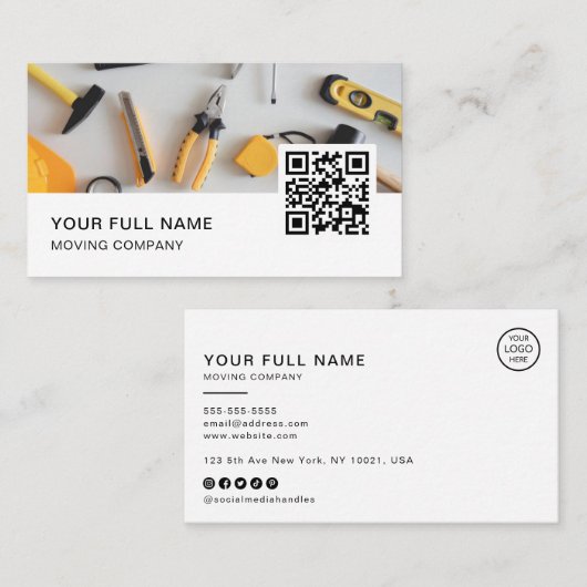 Handyman QR Code Logo Social Media Visitekaartje (Voorkant / Achterkant)