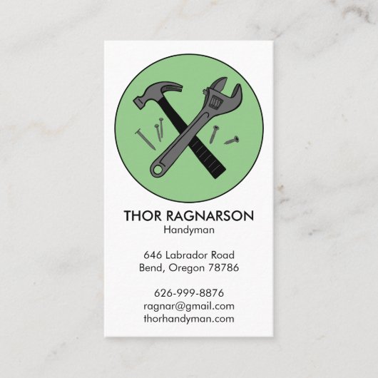 Handyman Repair Construction Hammer Cool Visitekaartje (Voorkant)