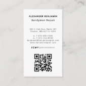 Handyman Repair Foto QR Code Visitekaartje (Achterkant)