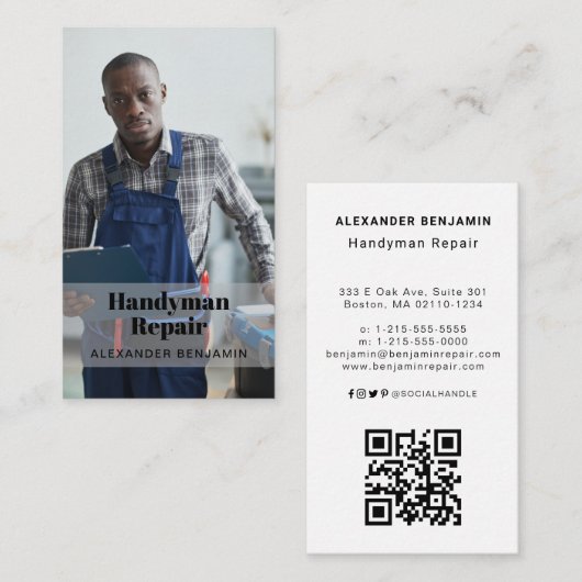 Handyman Repair Foto QR Code Visitekaartje (Voorkant / Achterkant)