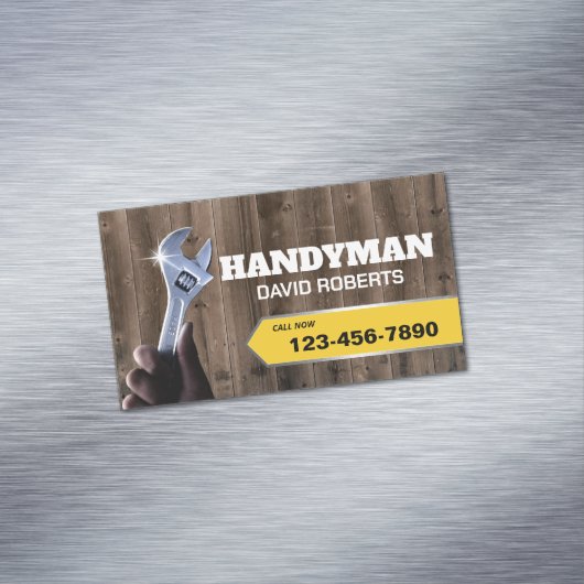 Handyman Repair Maintenance Plug Service Wood Magnetisch Visitekaartje (Voorbeeld)