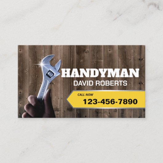Handyman Repair Maintenance Plug Service Wood Visitekaartje (Voorkant)