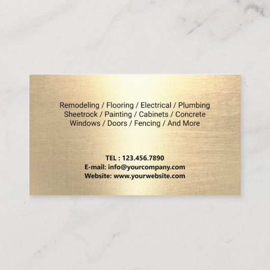 Handyman Repair & Maintenance Service Modern Gold Visitekaartje (Achterkant)