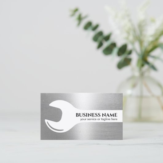 Handyman Repair Maintenance Service Modern Silver Visitekaartje (Staand voorkant)