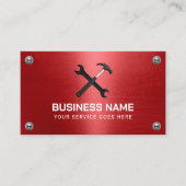 Handyman Repair Maintenance Service Red Metal Visitekaartje (Voorkant)