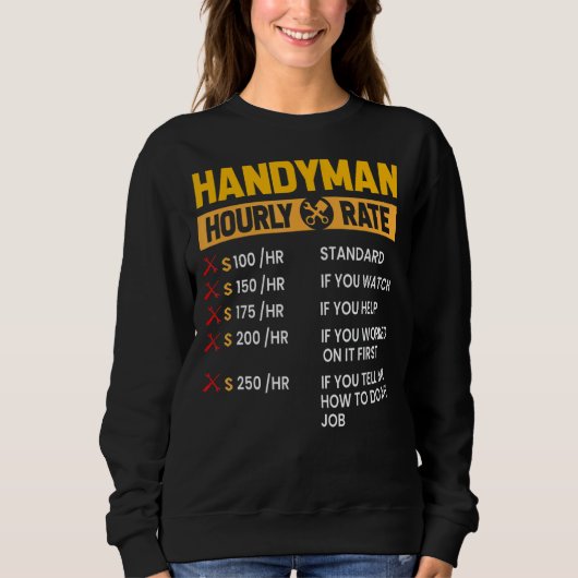Handyman Repairman Helper Carpenter Hourly Labour Trui (Voorkant)
