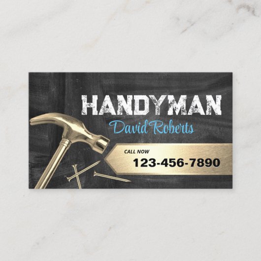 Handyman Reparatie & Onderhoud Gouden Hamer Visitekaartje (Voorkant)