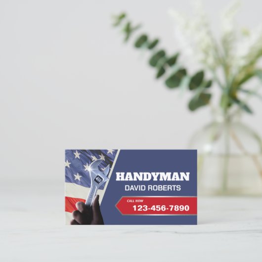 Handyman Reparatie Onderhoud Loodgieterij Patriott Visitekaartje (Staand voorkant)