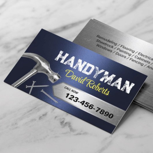 Handyman Reparatie & Onderhoud Marine Blauw Metaal Visitekaartje