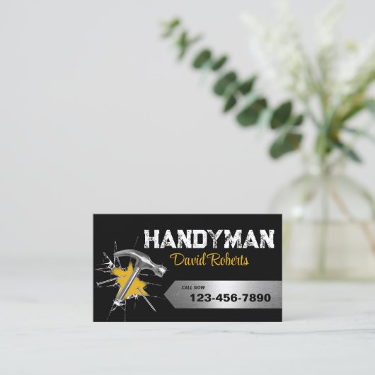 Handyman Reparatie & Onderhoud Service Creatief Visitekaartje (Staand voorkant)