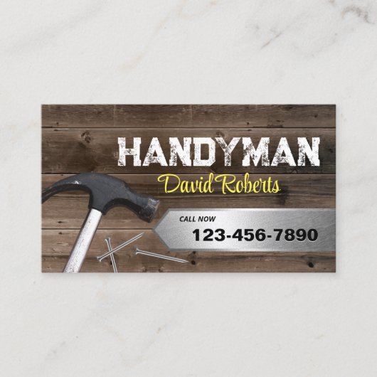 Handyman reparatie & onderhoud Service Hout & Meta Visitekaartje (Voorkant)