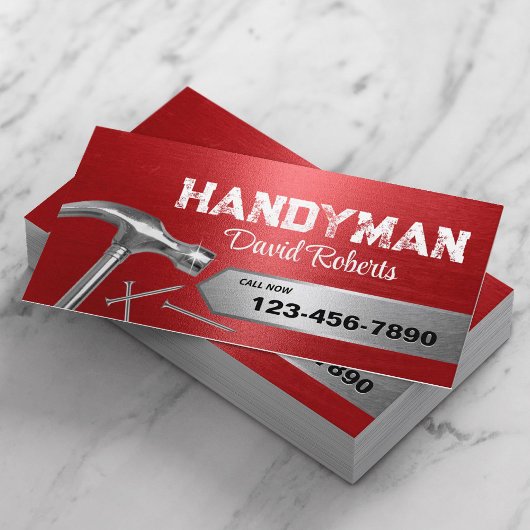 Handyman Reparatie & Onderhoud Service Red Metal Visitekaartje