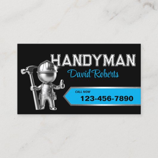 Handyman Reparatie & Onderhoud Service Zwart & bla Visitekaartje (Voorkant)