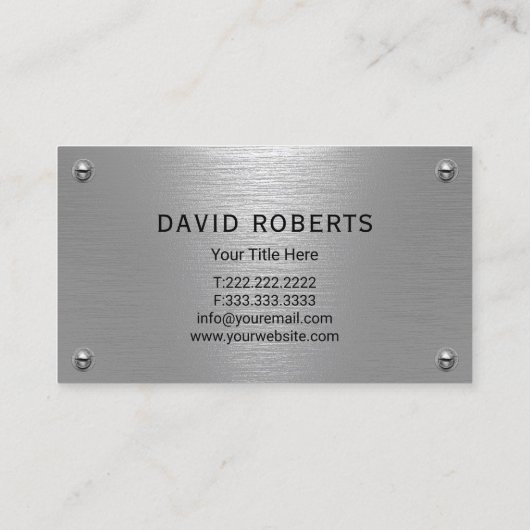 Handyman reparatie onderhoudsservice blauw metaal visitekaartje (Achterkant)