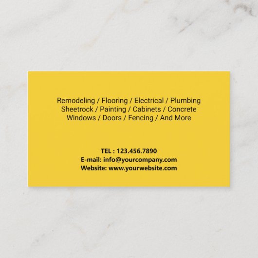 Handyman Reparatie Onderhoudsservice  Kraft Visitekaartje (Achterkant)