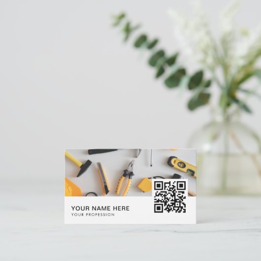 Handyman reparatie | QR-code onderhoudsdiensten Visitekaartje (Staand voorkant)