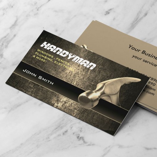 Handyman reparatiewerker Gold Hammer Visitekaartje