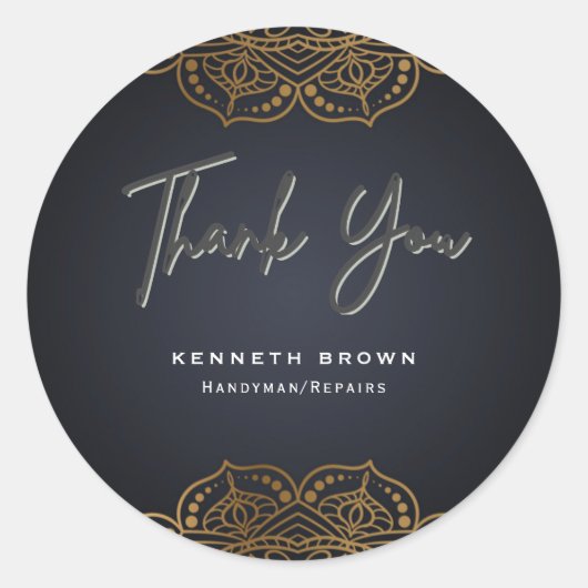 Handyman Repareert Black Gold Ronde Sticker (Voorkant)