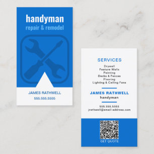 Handyman repareert renovatie   QR-code Visitekaartje