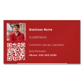 Handyman rood wit foto QR code Magnetisch Visitekaartje (Voorkant)
