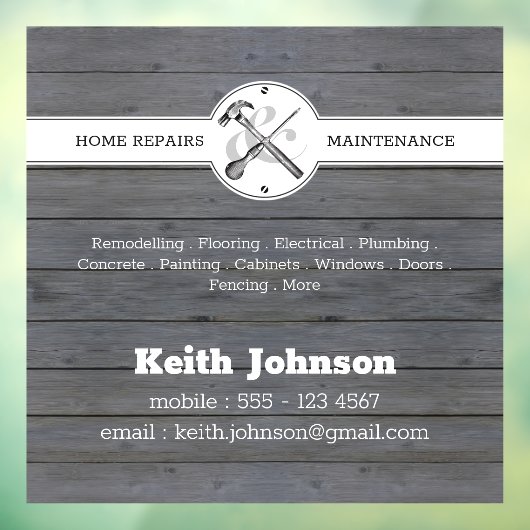 Handyman Rustic Grey Wood Car Raamsticker (Vel 3)