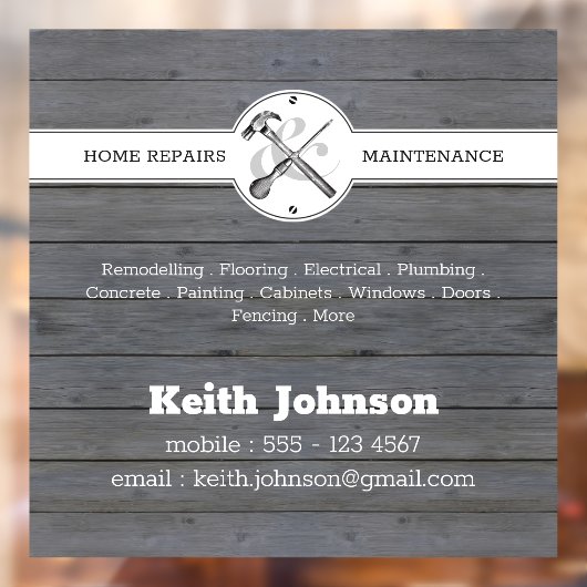 Handyman Rustic Grey Wood Car Raamsticker (Vel 2)