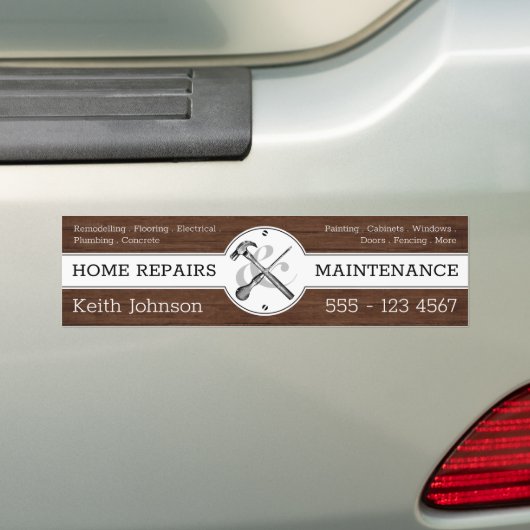 Handyman Rustic Wood Grain  Bouw Bumpersticker (Op auto)
