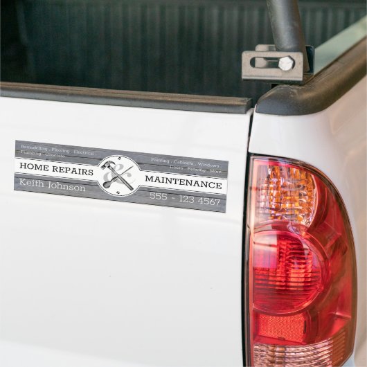 Handyman Rustic Wood Grey  Construction Bumpersticker (Op Truck)