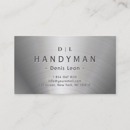 Handyman RVS Monogram Visitekaartje (Voorkant)