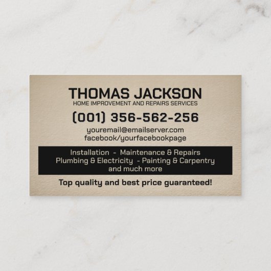 Handyman Services Cool Simple Visitekaartje (Achterkant)