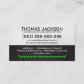 Handyman Services Cool Simple Visitekaartje (Achterkant)