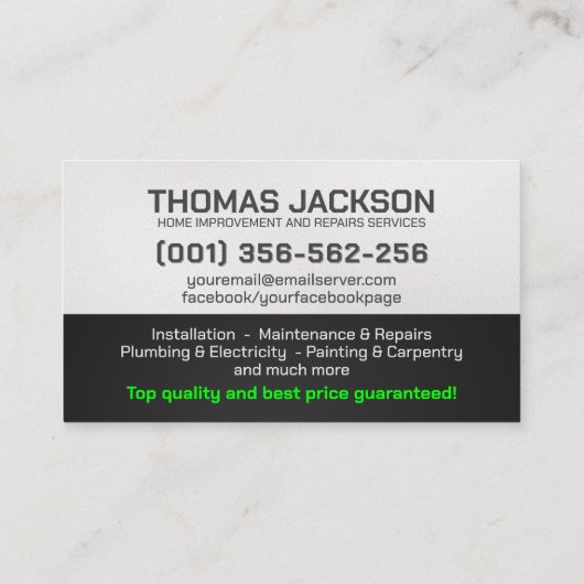 Handyman Services Cool Simple Visitekaartje (Achterkant)