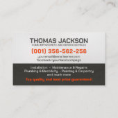 Handyman Services Cool Simple Visitekaartje (Achterkant)