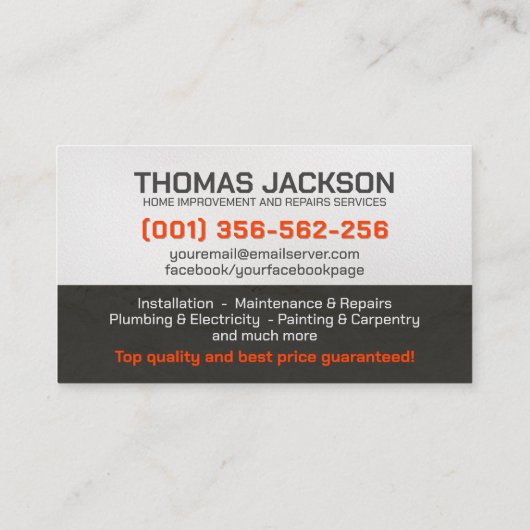 Handyman Services Cool Simple Visitekaartje (Achterkant)