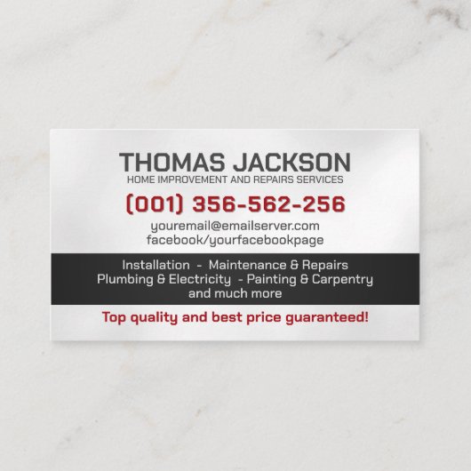 Handyman Services Cool Simple Visitekaartje (Achterkant)