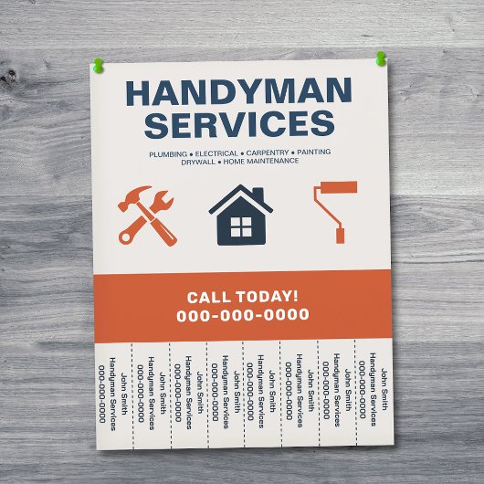 Handyman Services Flyer with Tear-Off Tabs