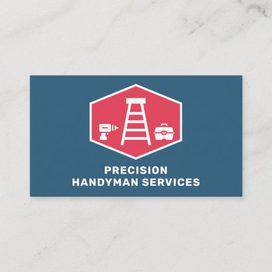 Handyman Services Home Reparatieladder Retro  Visitekaartje (Voorkant)