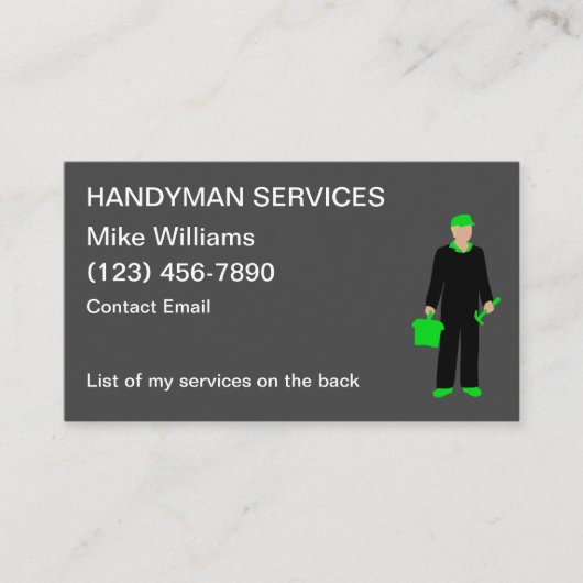 Handyman Services Visitekaartjes Lijst van dienste (Voorkant)