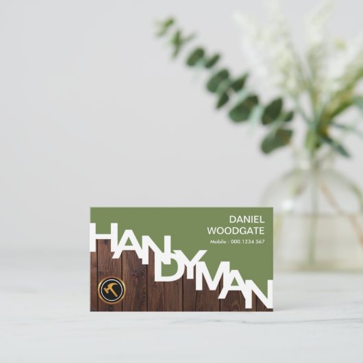 Handyman Signage Fijn Hout Graan Hout Omheining Visitekaartje (Staand voorkant)